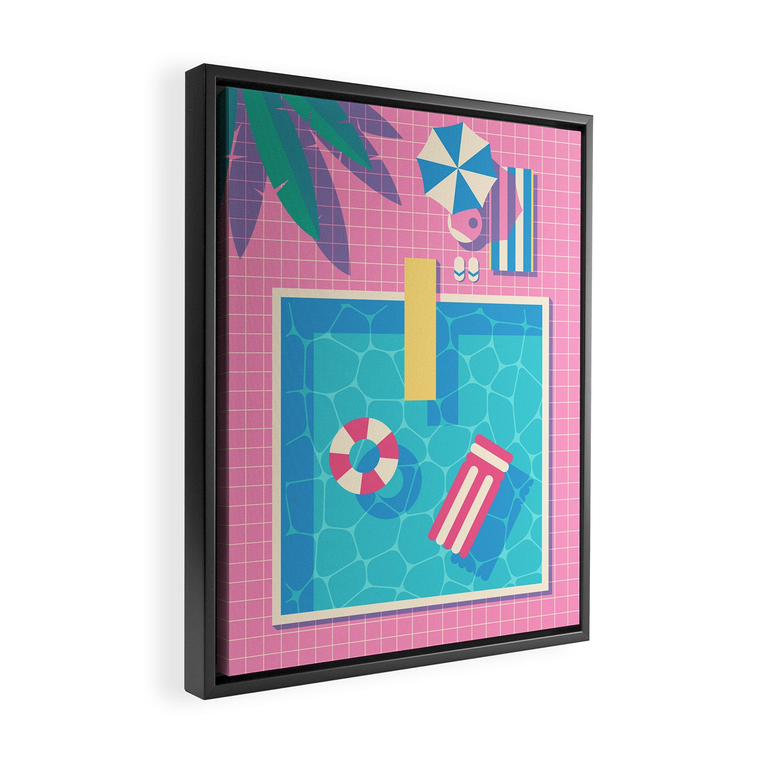 Retro 80s Swimming Pool Framed Canvas Print Gallery Image 2