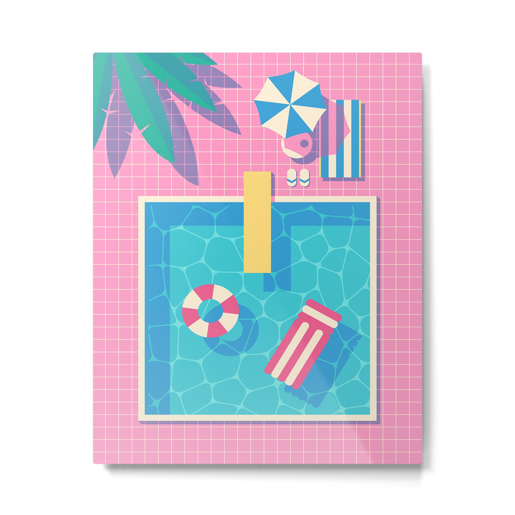 Retro 80s Swimming Pool Metal Print Gallery Image 4