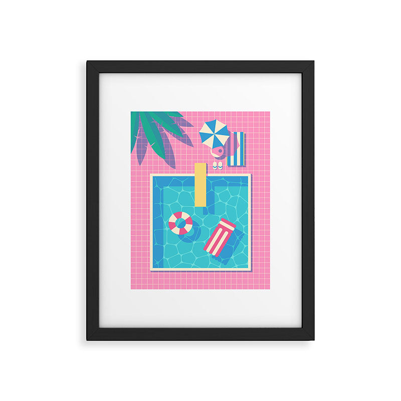 Retro 80s Swimming Pool Framed Art Print Gallery Image 5