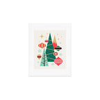 Retro Christmas Card Theme - Plain White Art Print Gallery Image 1