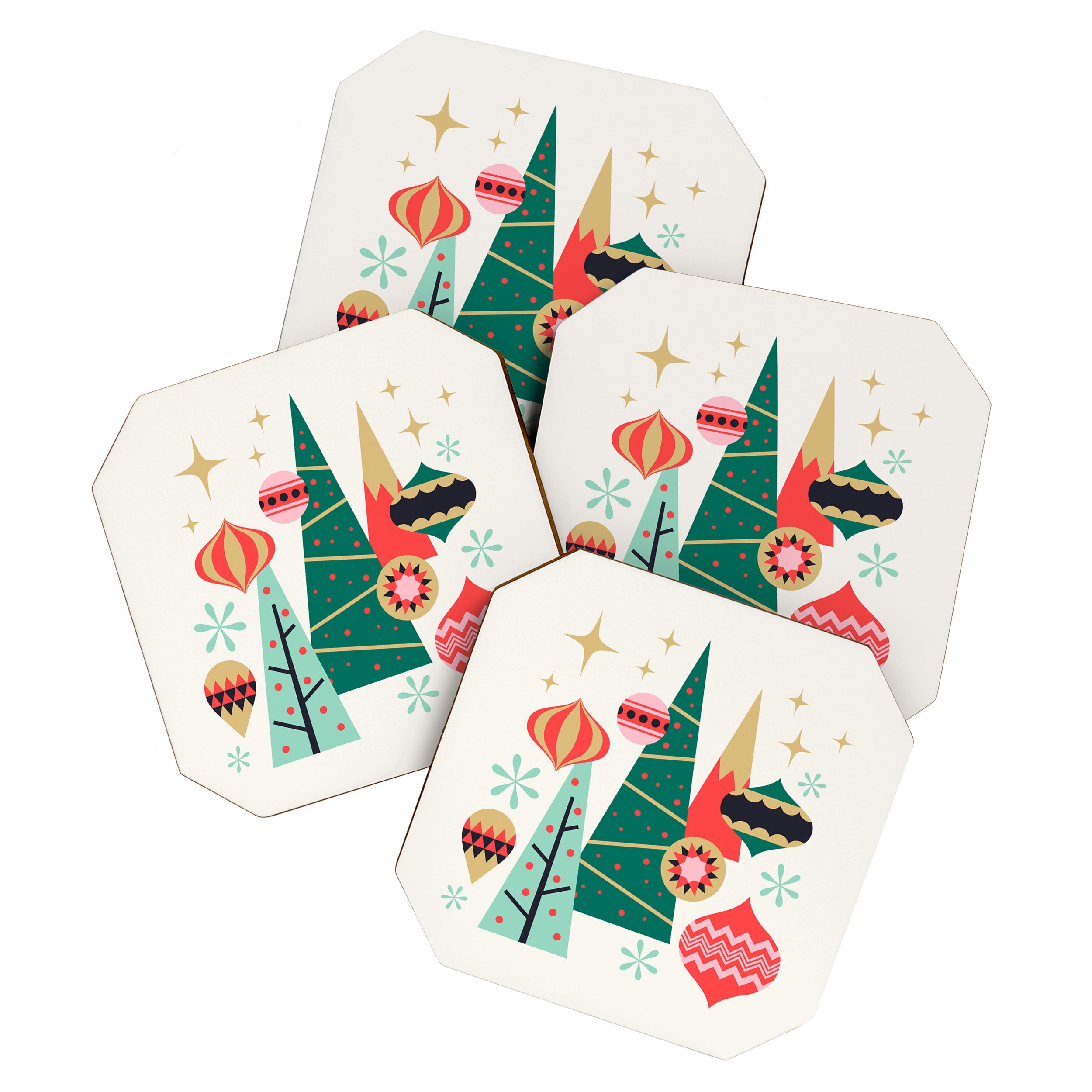Retro Christmas Card Theme - Plain White Coaster Gallery Image 1