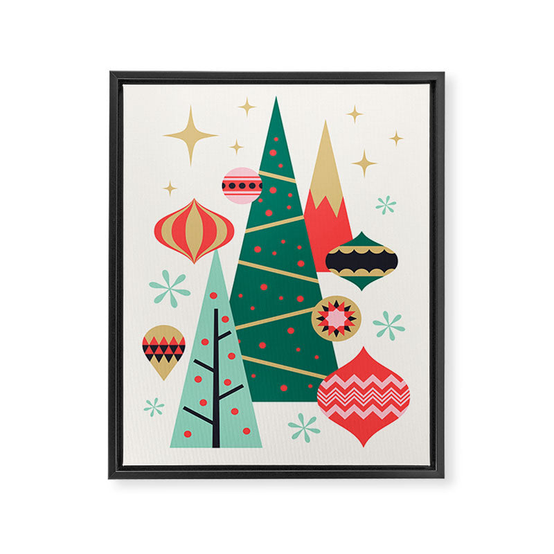 Retro Christmas Card Theme - Plain White Framed Canvas Print Gallery Image 8