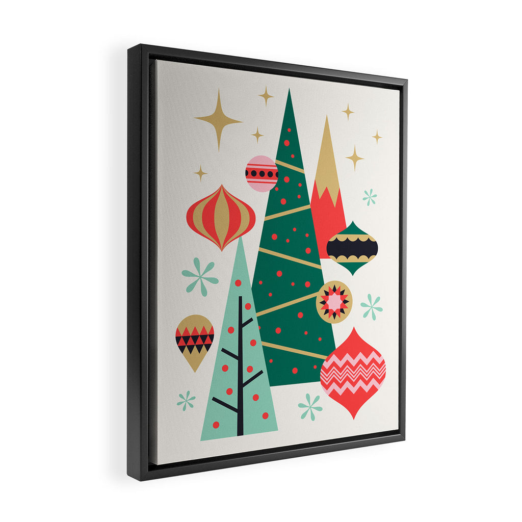 Retro Christmas Card Theme - Plain White Framed Canvas Print Gallery Image 2