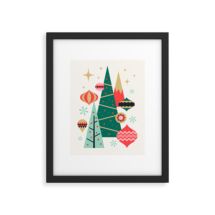 Retro Christmas Card Theme - Plain White Framed Art Print Gallery Image 1