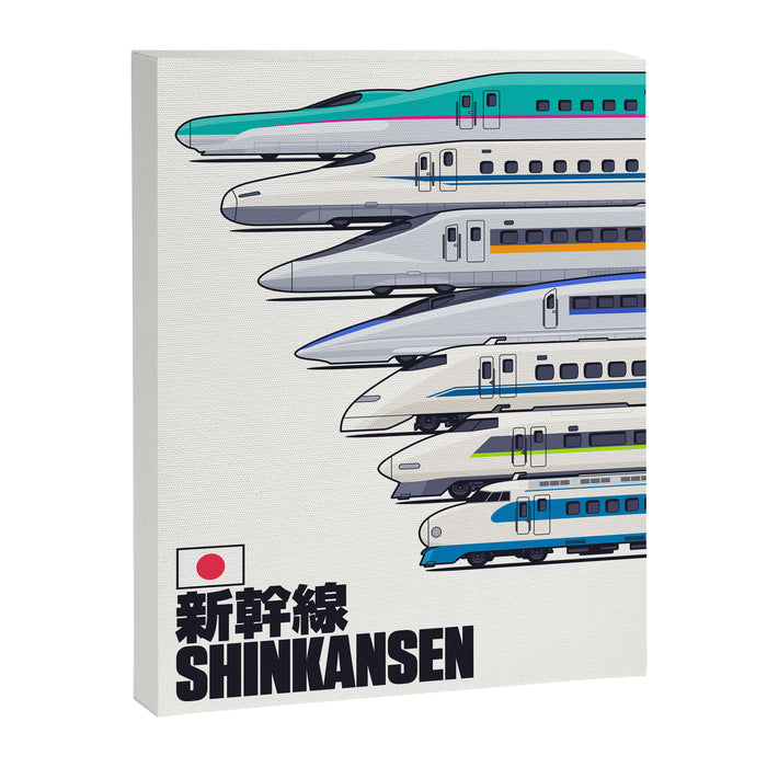 Shinkansen Bullet Train Evolution - White Canvas Print Gallery Image 1