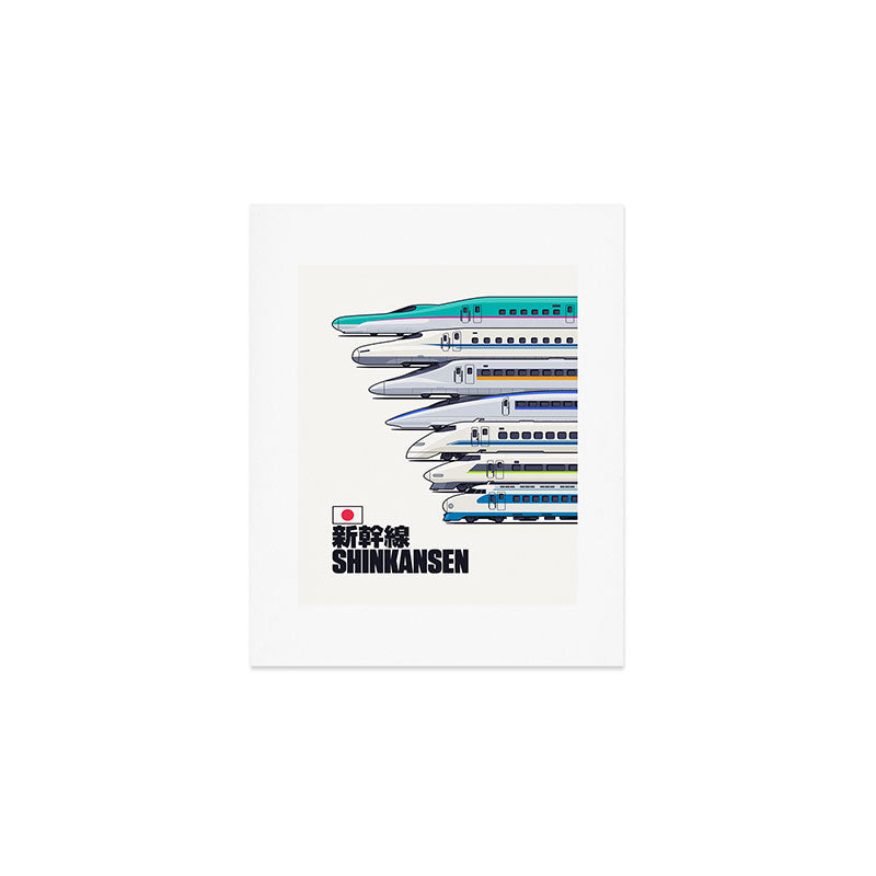 Shinkansen Bullet Train Evolution - White Art Print Gallery Image 1