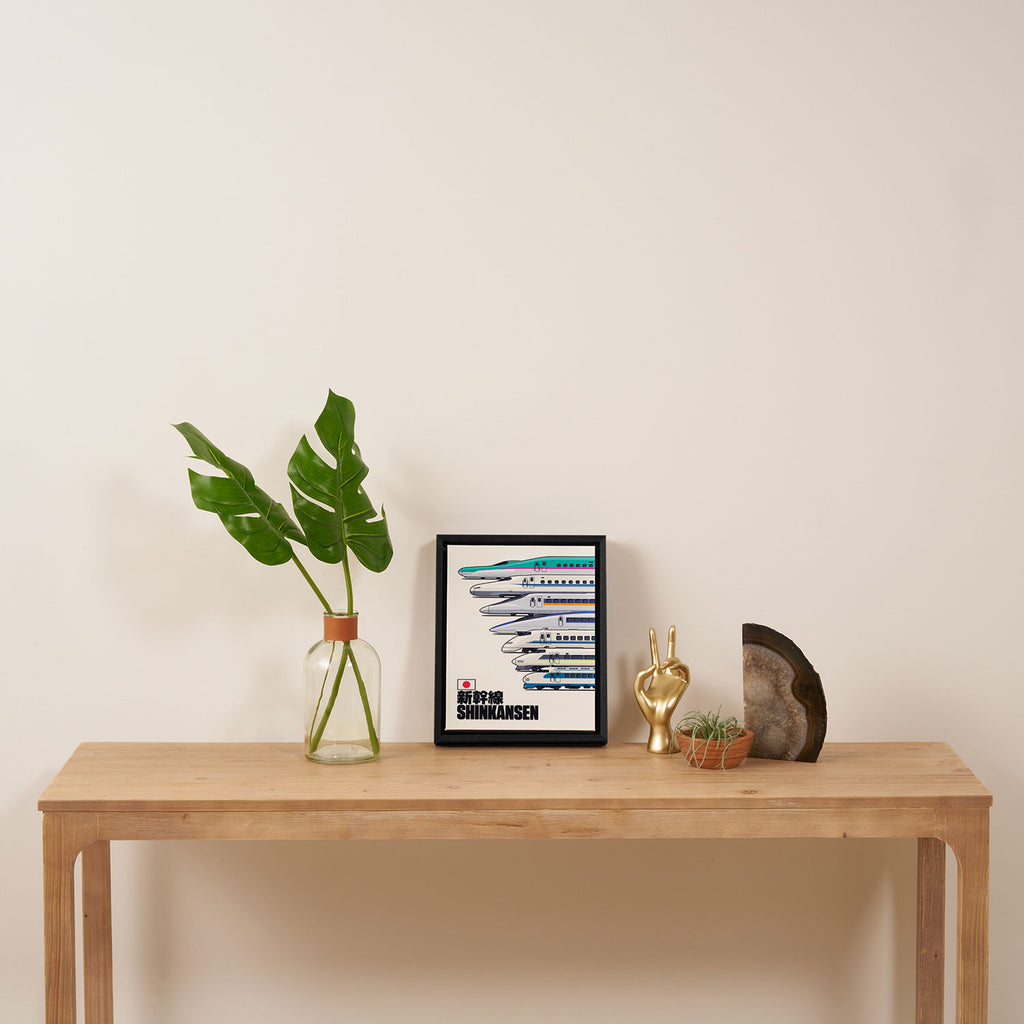 Shinkansen Bullet Train Evolution - White Framed Canvas Print Gallery Image 4