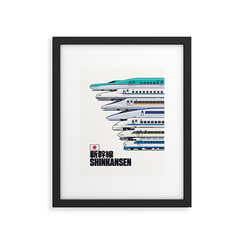 Shinkansen Bullet Train Evolution - White Framed Art Print Gallery Image 6