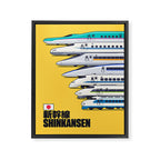 Shinkansen Bullet Train Evolution - Yellow Framed Canvas Print Gallery Image 8
