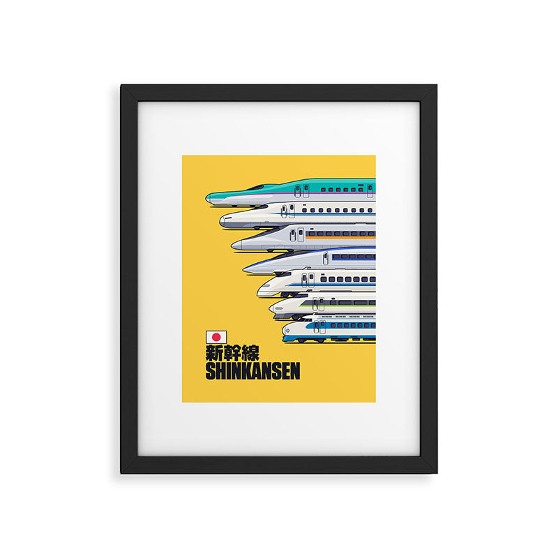 Shinkansen Bullet Train Evolution - Yellow Framed Art Print Gallery Image 6