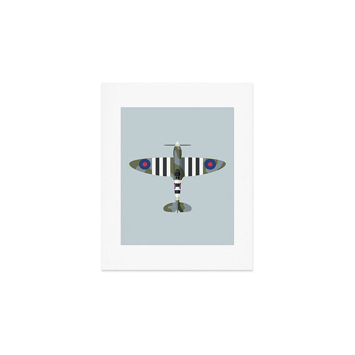 Spitfire WWII Fighter Aircraft - Grey Art Print Gallery Image 1