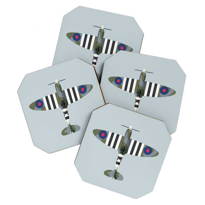 Spitfire WWII Fighter Aircraft - Grey Coaster Gallery Image 1
