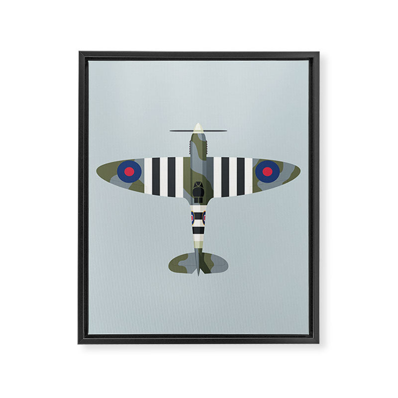 Spitfire WWII Fighter Aircraft - Grey Framed Canvas Print Gallery Image 8