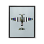 Spitfire WWII Fighter Aircraft - Grey Framed Canvas Print Gallery Image 8