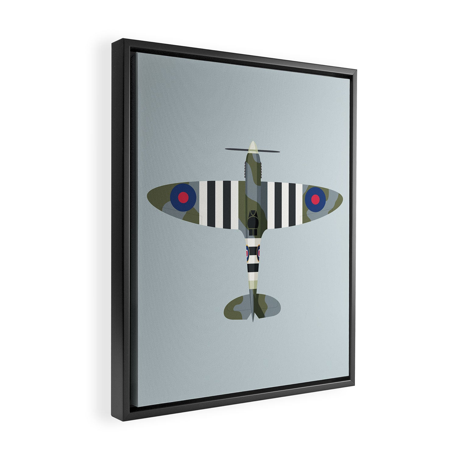 Spitfire WWII Fighter Aircraft - Grey Framed Canvas Print Gallery Image 2