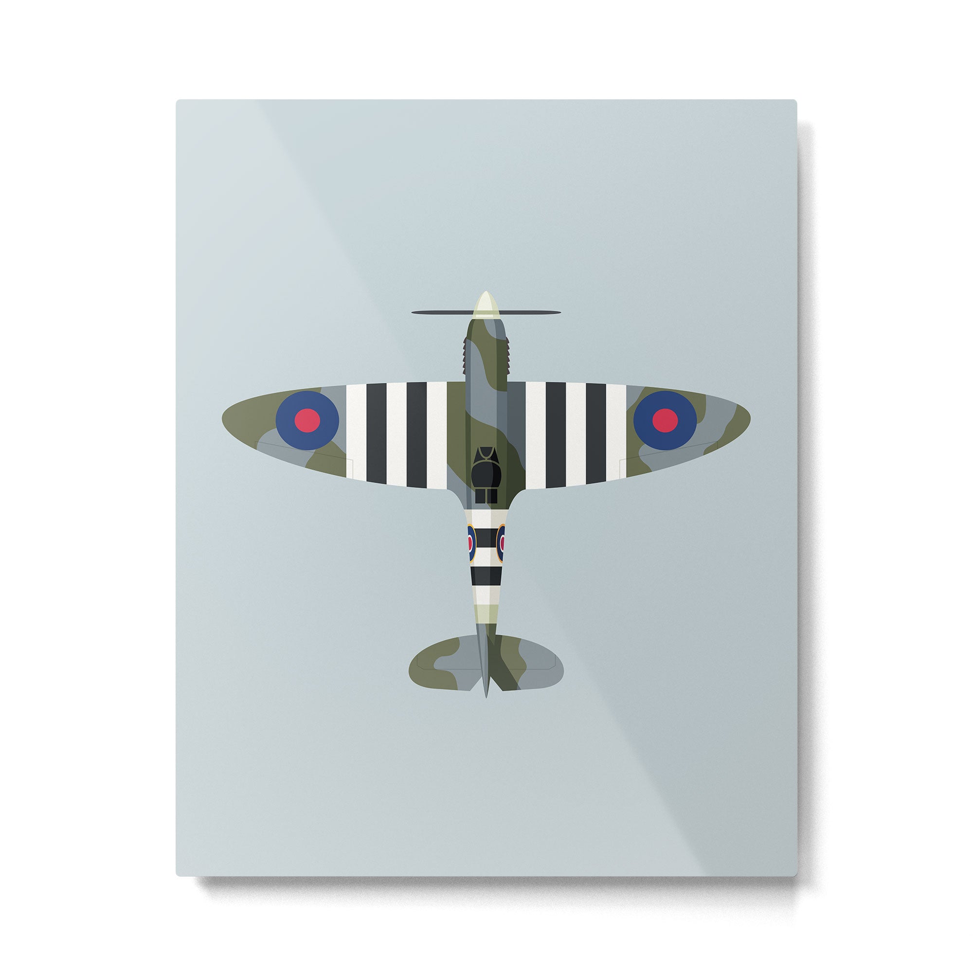Spitfire WWII Fighter Aircraft - Grey Metal Print Gallery Image 6