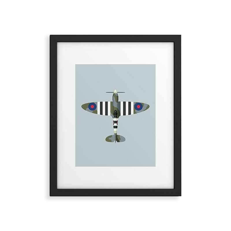 Spitfire WWII Fighter Aircraft - Grey Framed Art Print Gallery Image 6
