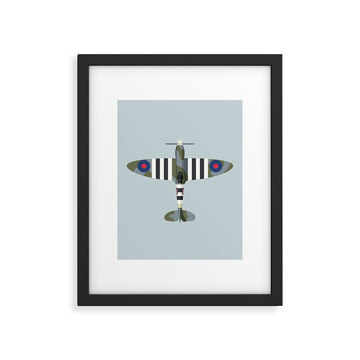 Spitfire WWII Fighter Aircraft - Grey Framed Art Print Gallery Image 1