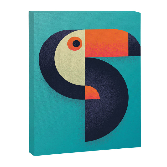 Toucan Geometric - Aqua Canvas Print Gallery Image 1