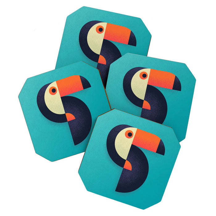Toucan Geometric - Aqua Coaster Gallery Image 1