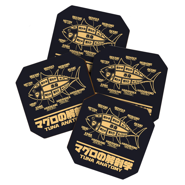 Tuna Anatomy Japanese Maguro Sushi - Black Sand Coaster Gallery Image 1
