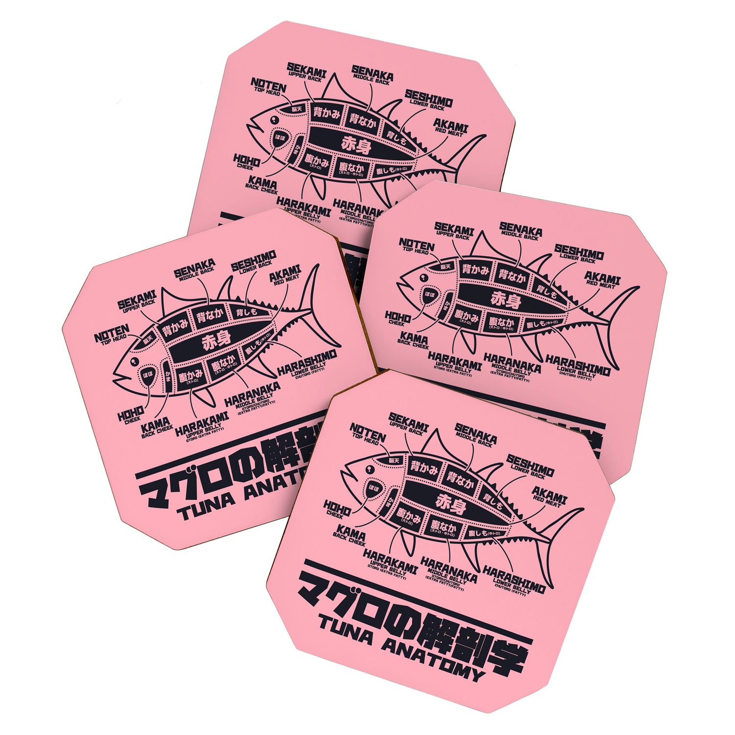 Tuna Anatomy Japanese Maguro Sushi - Coral Coaster Gallery Image 1