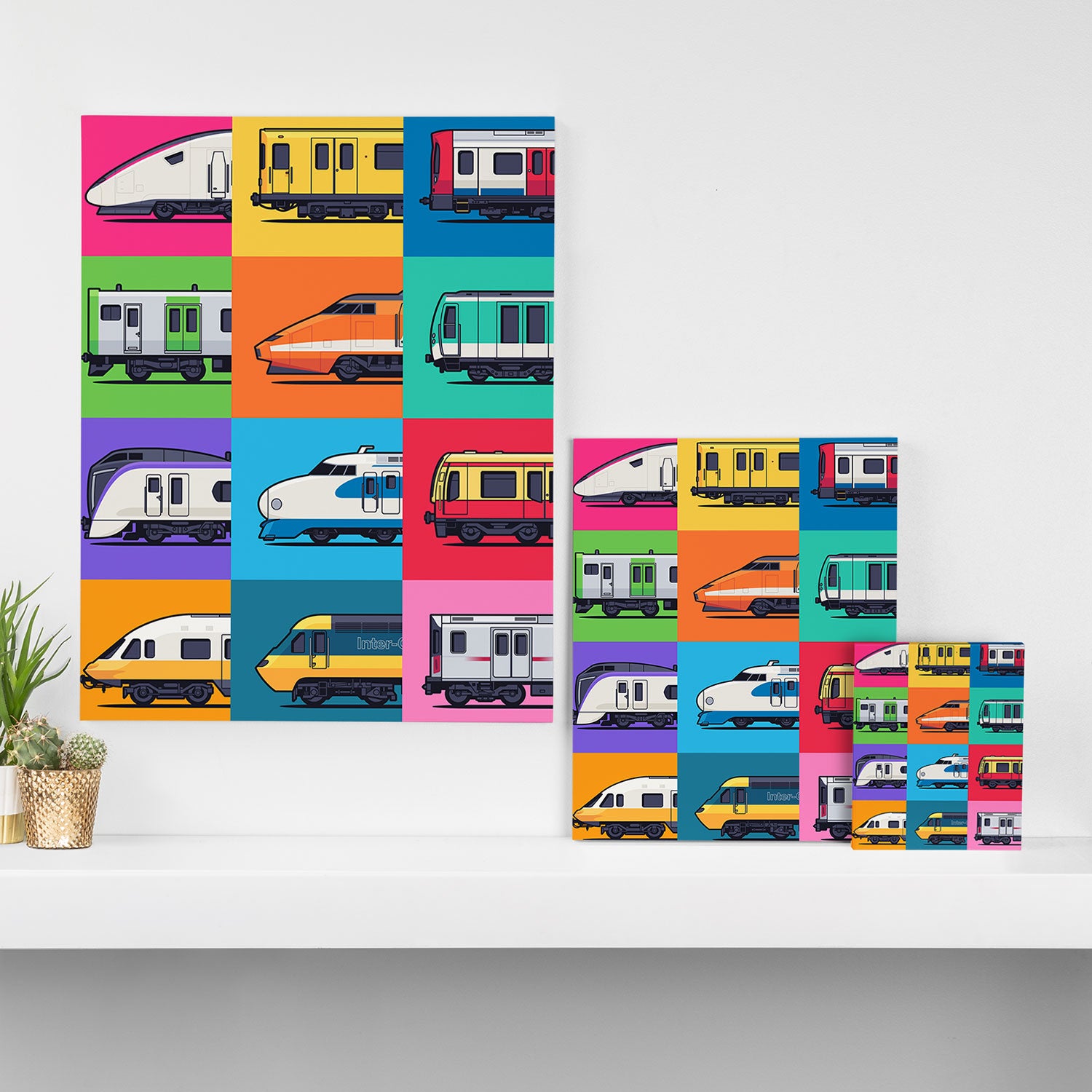 World Trains Grid Pattern Canvas Print Gallery Image 3