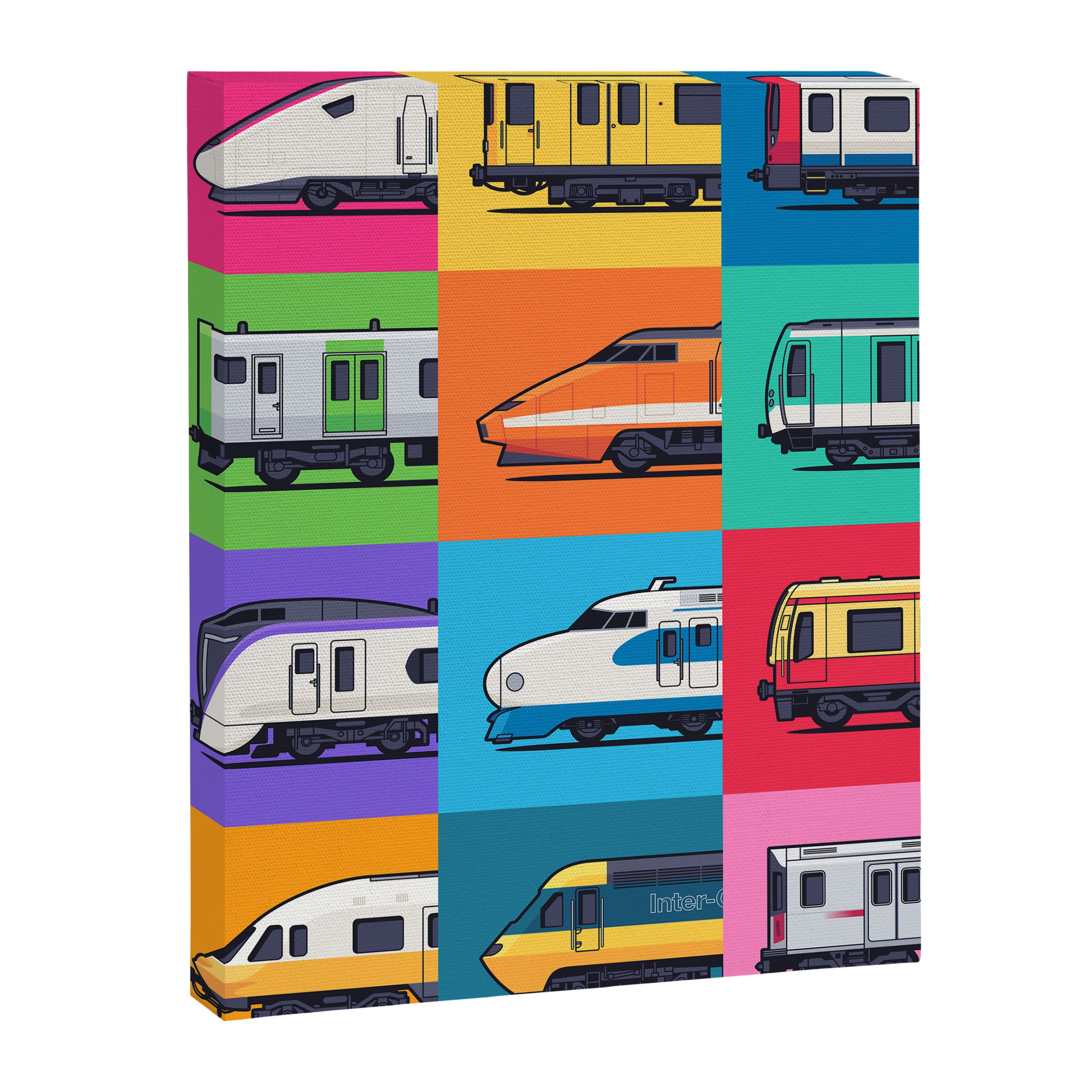 World Trains Grid Pattern Canvas Print Gallery Image 3