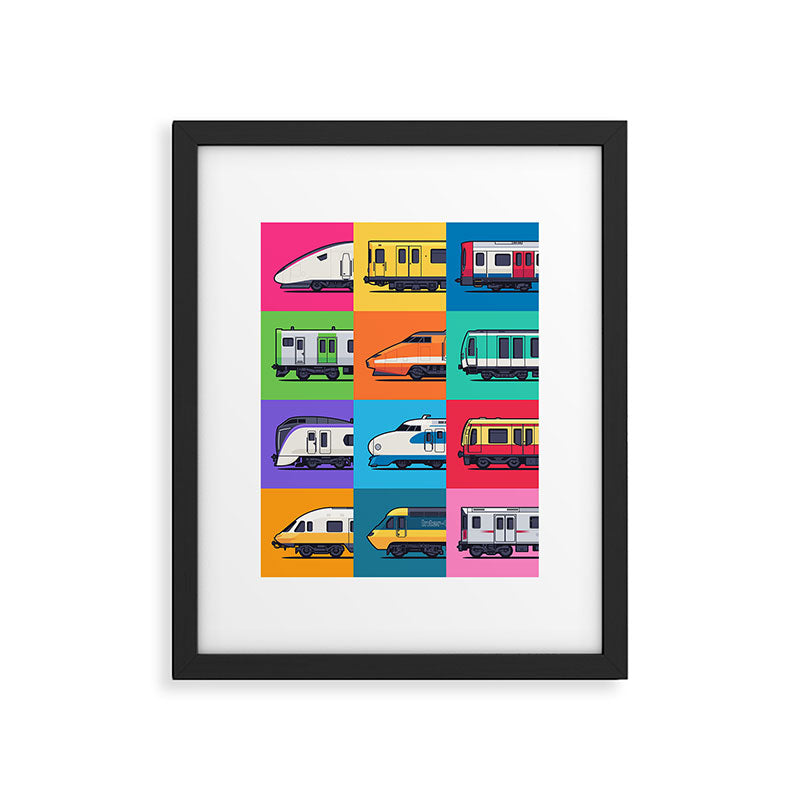 World Trains Grid Pattern Framed Art Print Gallery Image 6