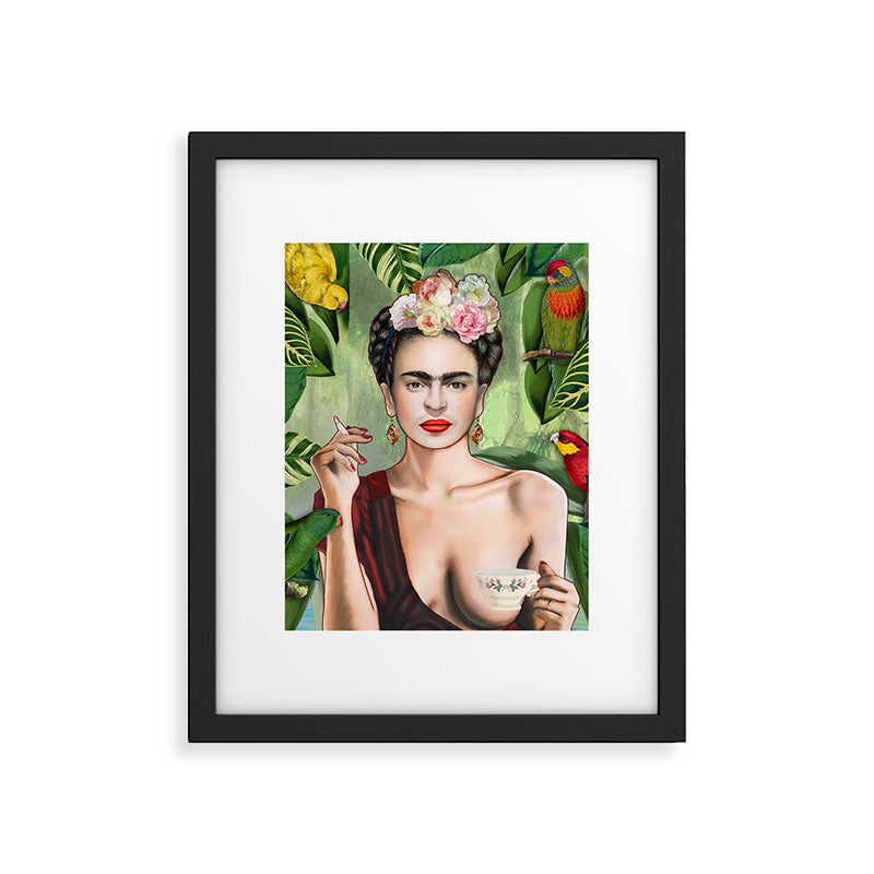 Frida con Amigos Framed Art Print