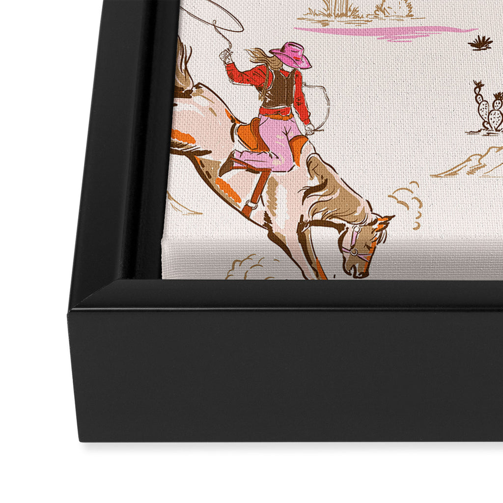 Equestrian Cowgirl Western Rodeo Pattern Framed Canvas Print Gallery Image 3