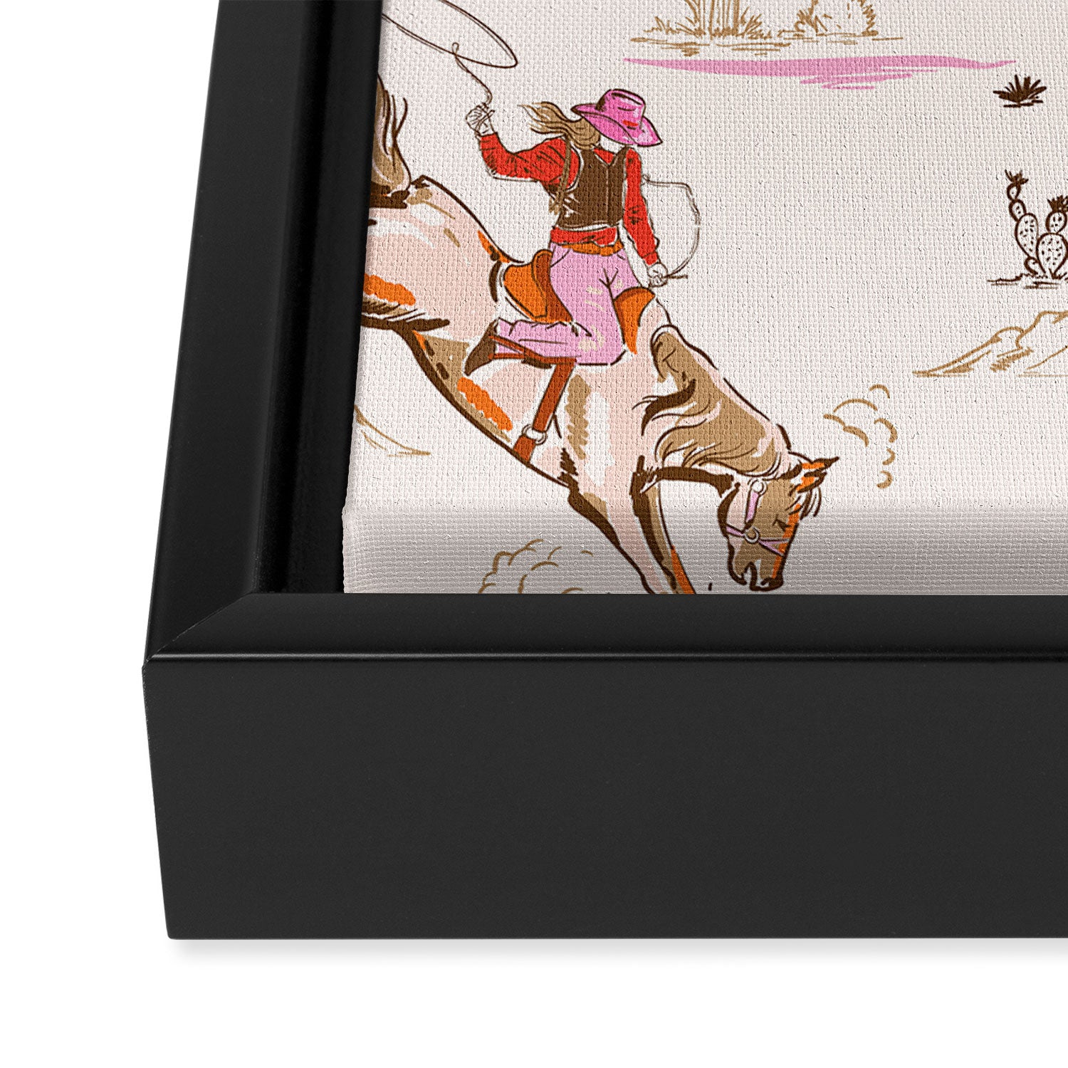 Equestrian Cowgirl Western Rodeo Pattern Framed Canvas Print Gallery Image 3
