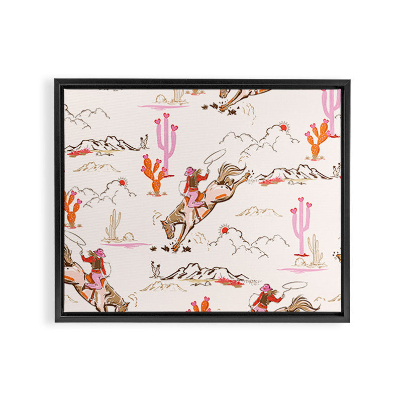 Equestrian Cowgirl Western Rodeo Pattern Framed Canvas Print Gallery Image 12