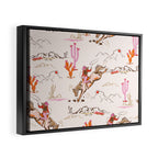 Equestrian Cowgirl Western Rodeo Pattern Framed Canvas Print Gallery Image 2