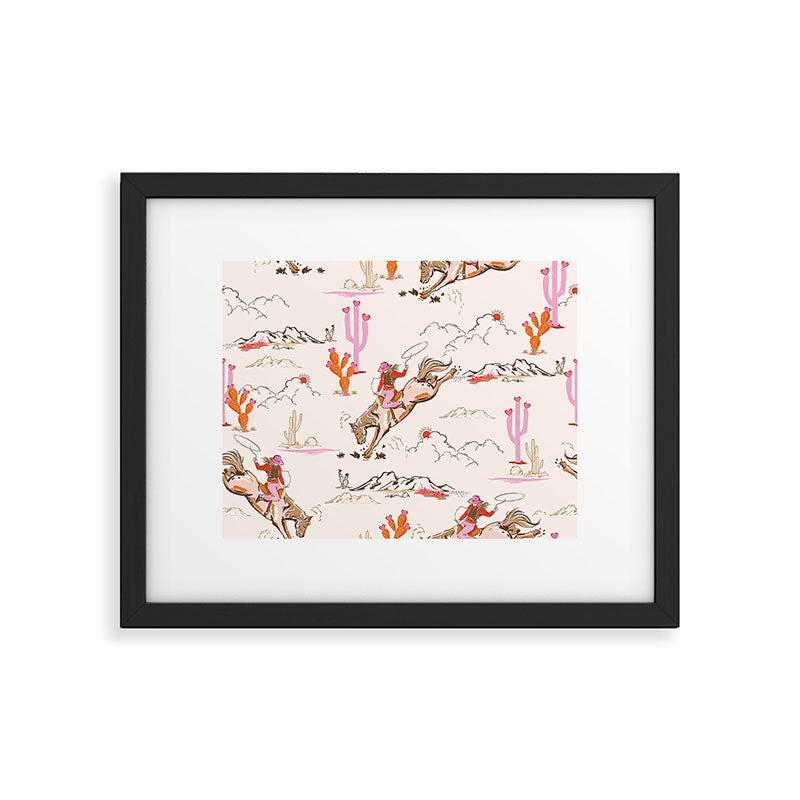 Equestrian Cowgirl Western Rodeo Pattern Framed Art Print Gallery Image 4