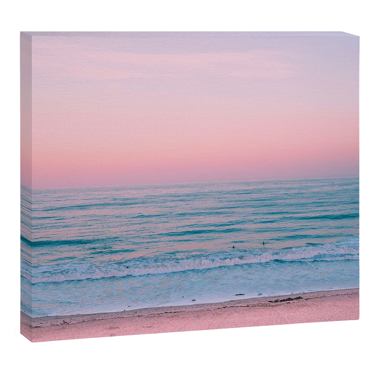 Gorgeous Pink Sunset Beach, Ocean Waves Canvas Print Gallery Image 3