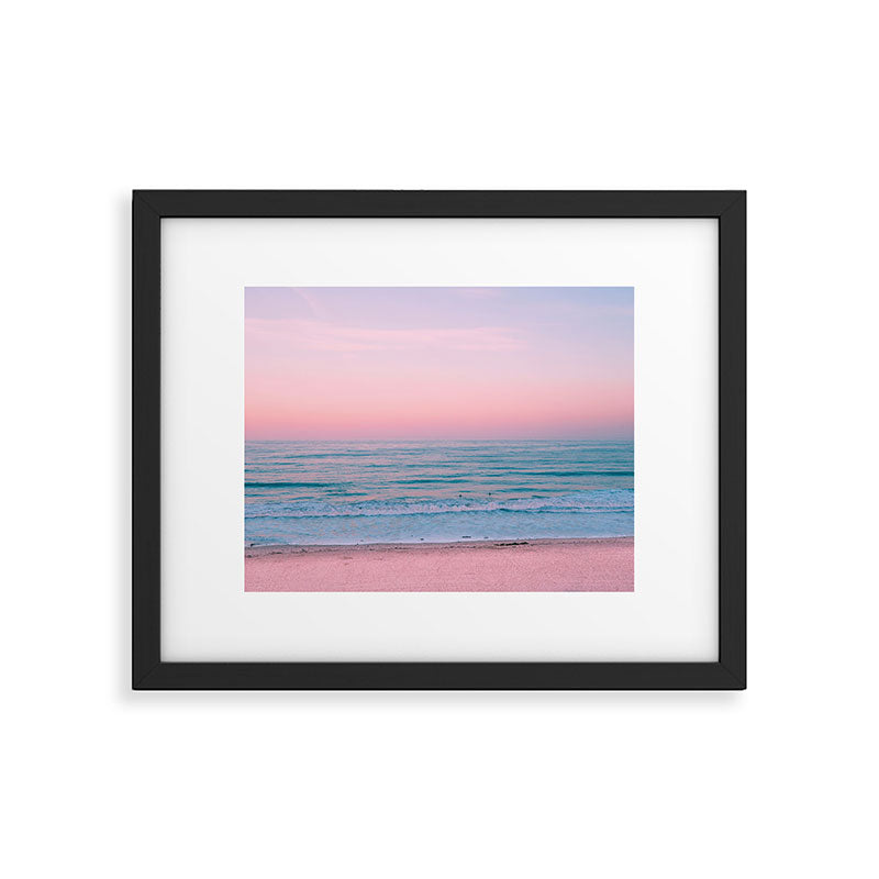 Gorgeous Pink Sunset Beach, Ocean Waves Framed Art Print Gallery Image 5