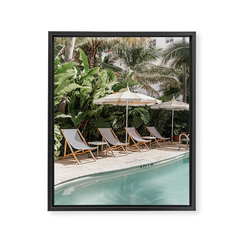 Miami Beach, Florida, Poolside Palm Trees Framed Canvas Print Gallery Image 6