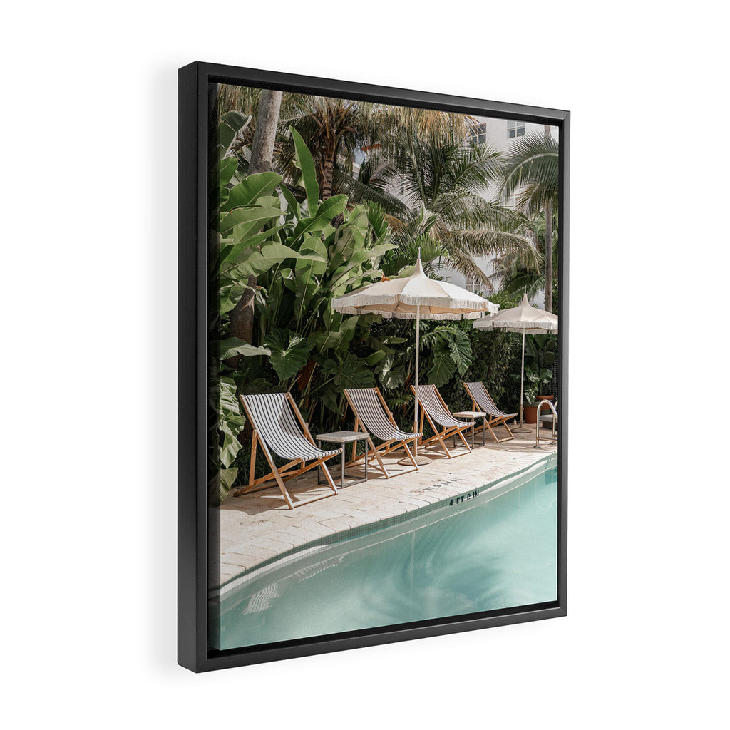 Miami Beach, Florida, Poolside Palm Trees Framed Canvas Print Gallery Image 2