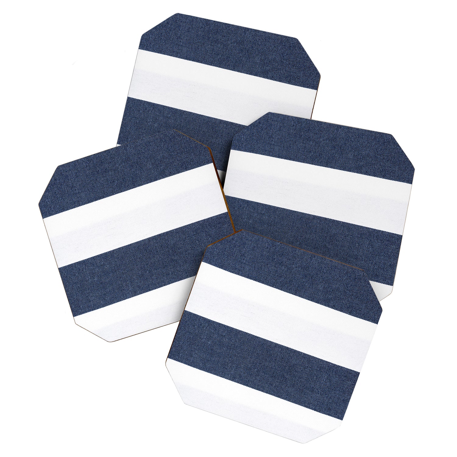 Nautical Blue & White Stripes Coaster Gallery Image 1