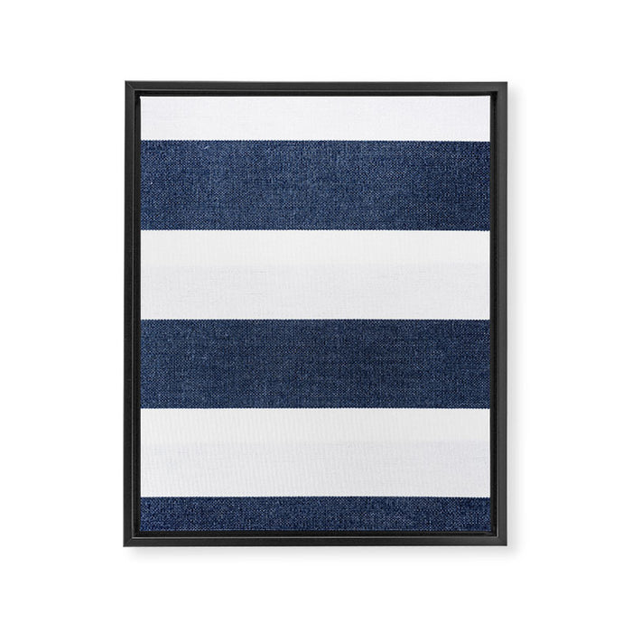 Nautical Blue & White Stripes Framed Canvas Print Gallery Image 1