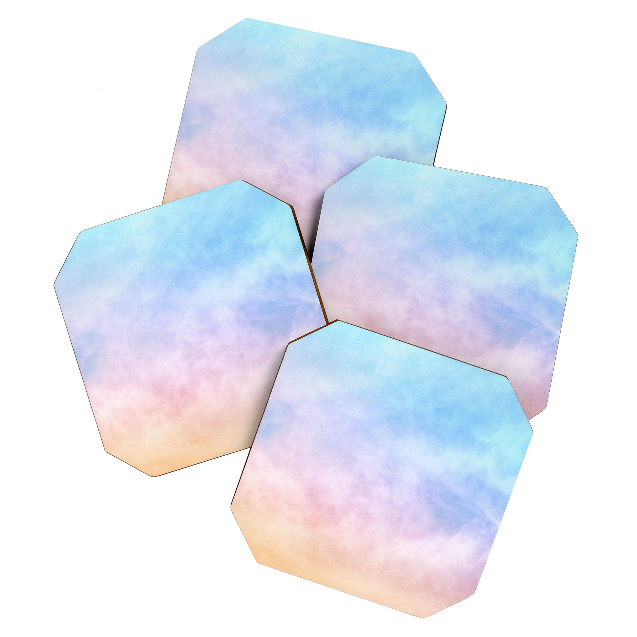 Pastel Rainbow Watercolor Clouds Coaster Gallery Image 1