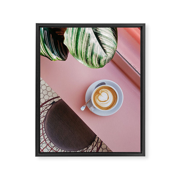 Pink Latte Coffee Shop Framed Canvas Print Gallery Image 1