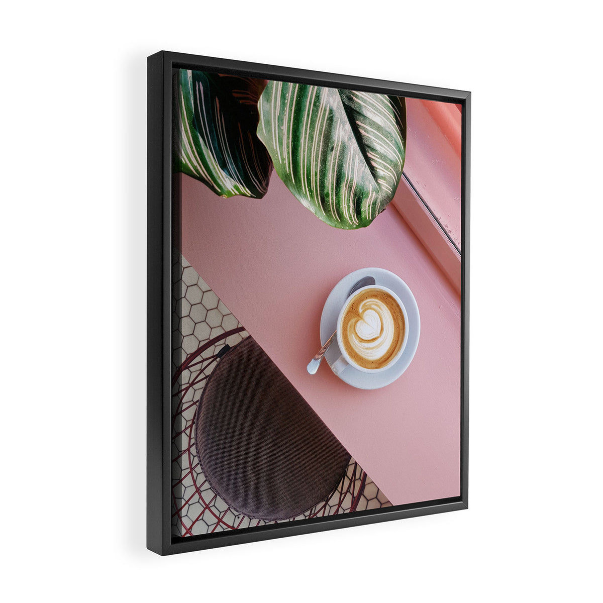 Pink Latte Coffee Shop Framed Canvas Print Gallery Image 2