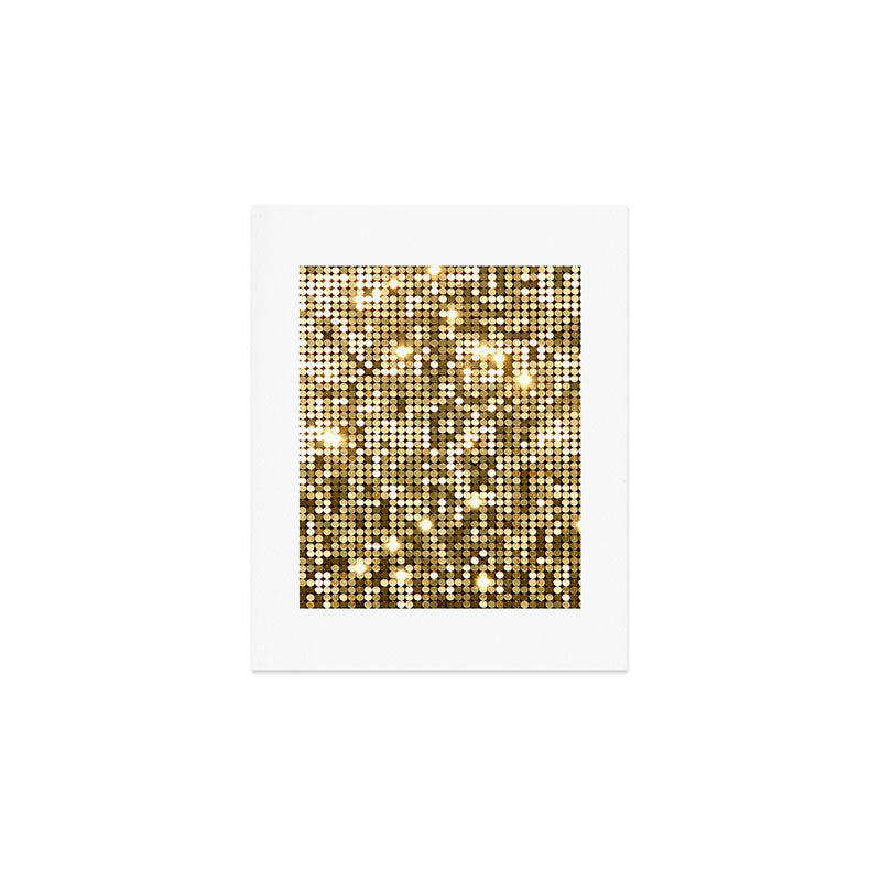 Golden Metallic Glitter Sequins Art Print Gallery Image 1