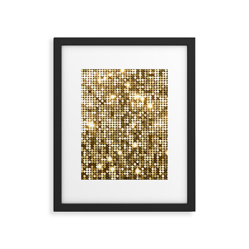 Golden Metallic Glitter Sequins Framed Art Print Gallery Image 5