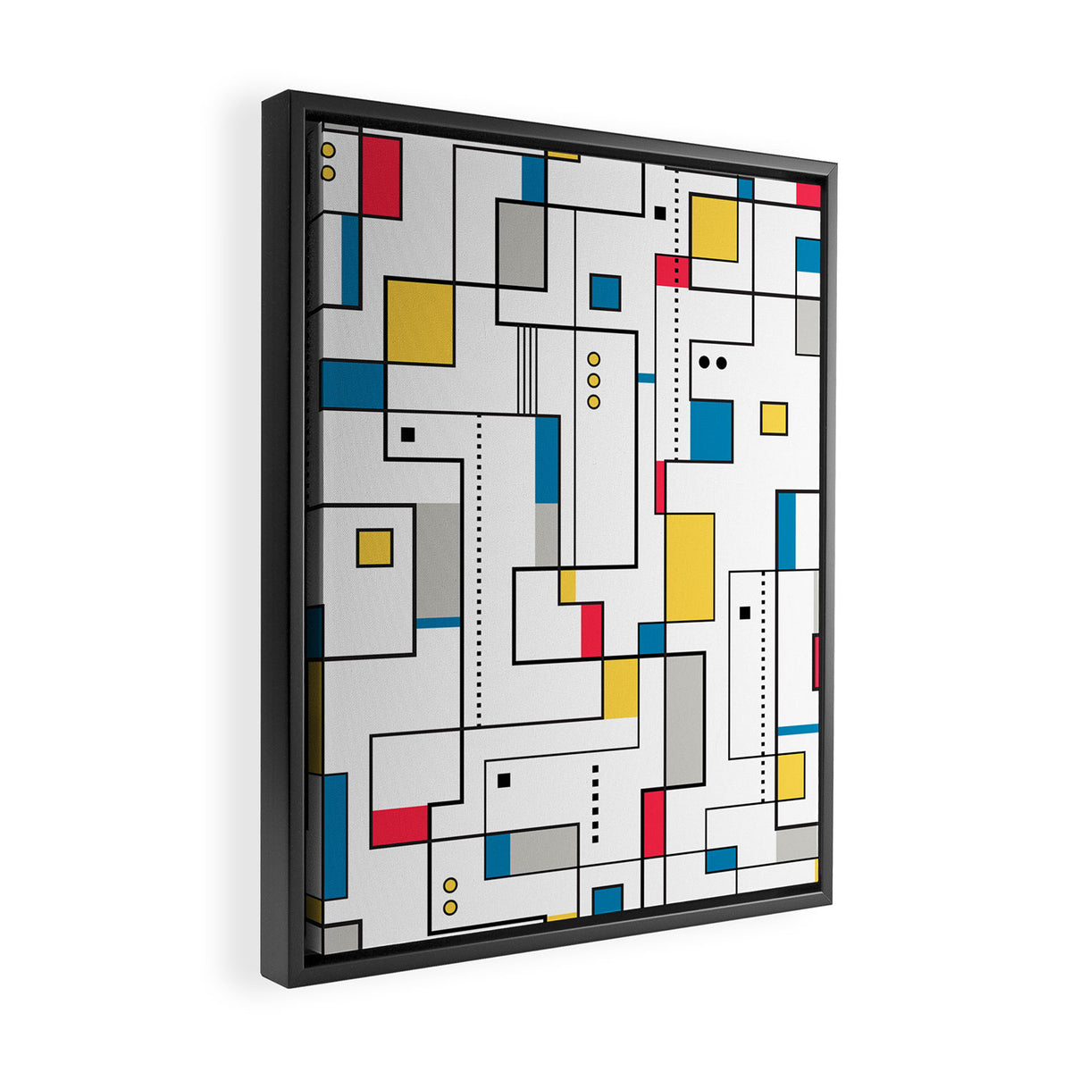 New Mondrian Design Framed Canvas Print Gallery Image 2