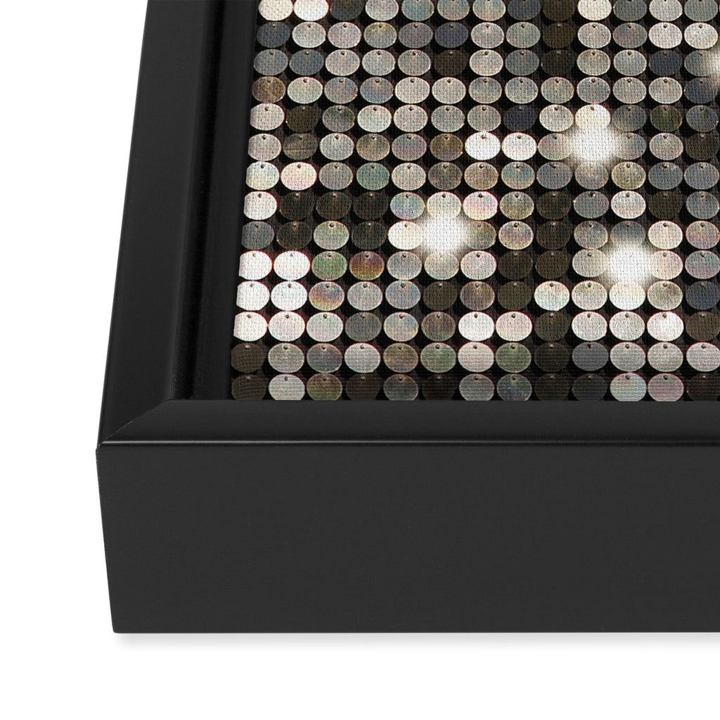 Silver Metallic Glitter sequins Framed Canvas Print Gallery Image 3
