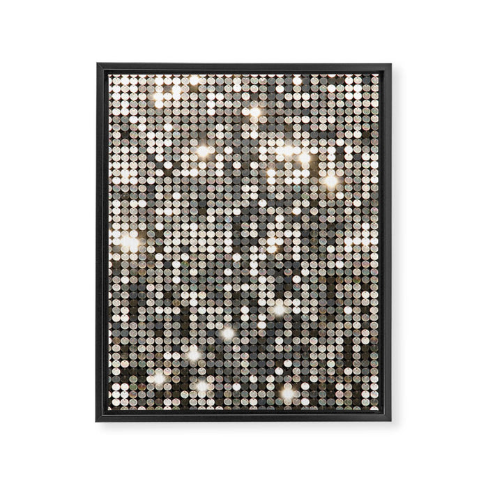 Silver Metallic Glitter sequins Framed Canvas Print Gallery Image 1