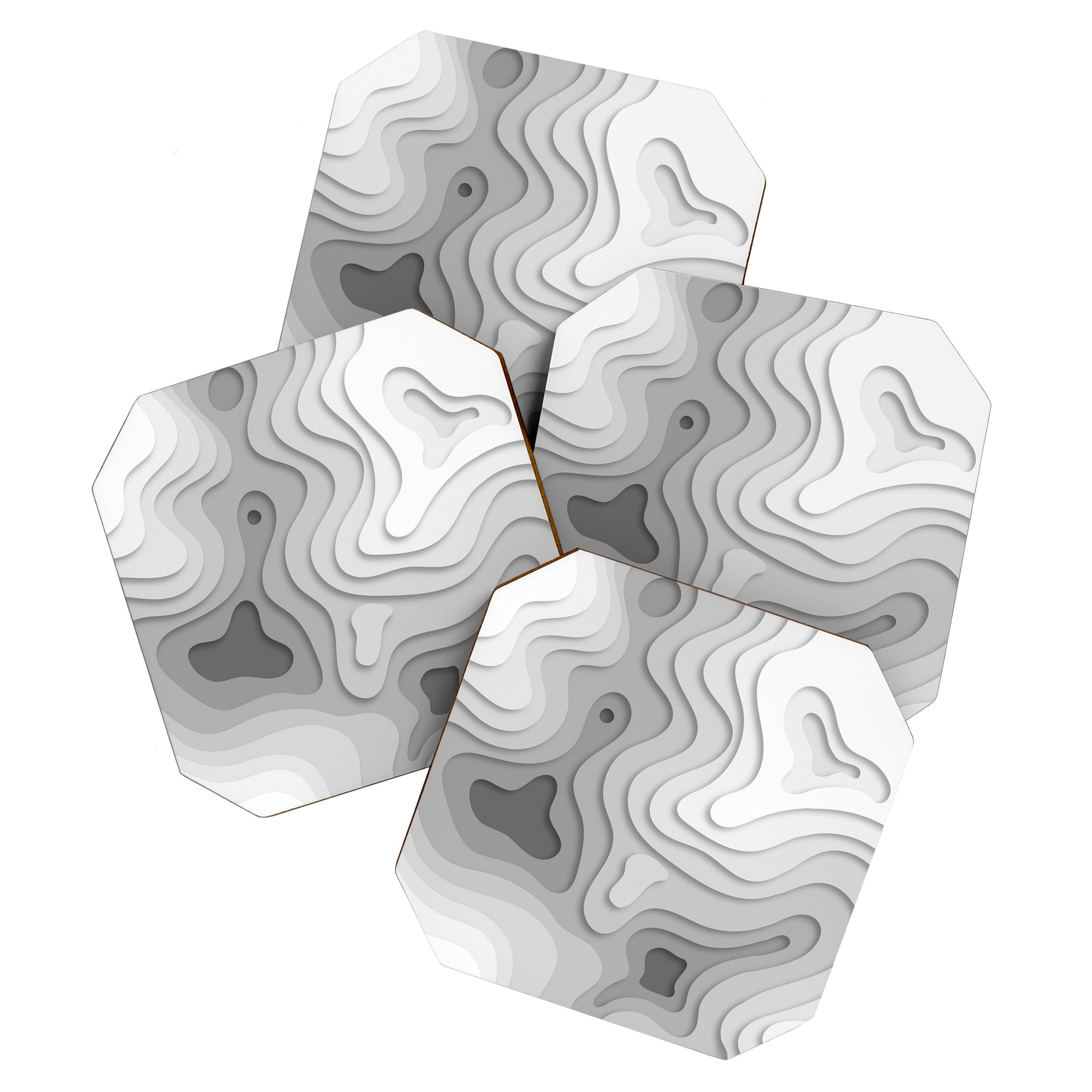 White Topographic Map Coaster Gallery Image 1